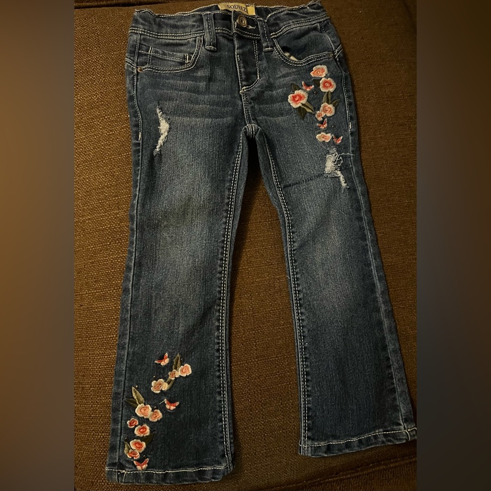 Floral Embroidered Straight Leg Jeans kids.